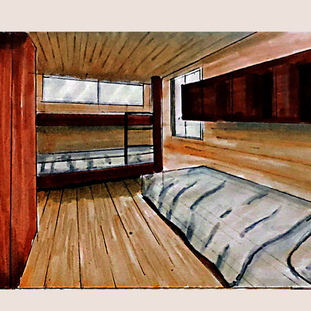 Croquis vue de la chambre  coucher