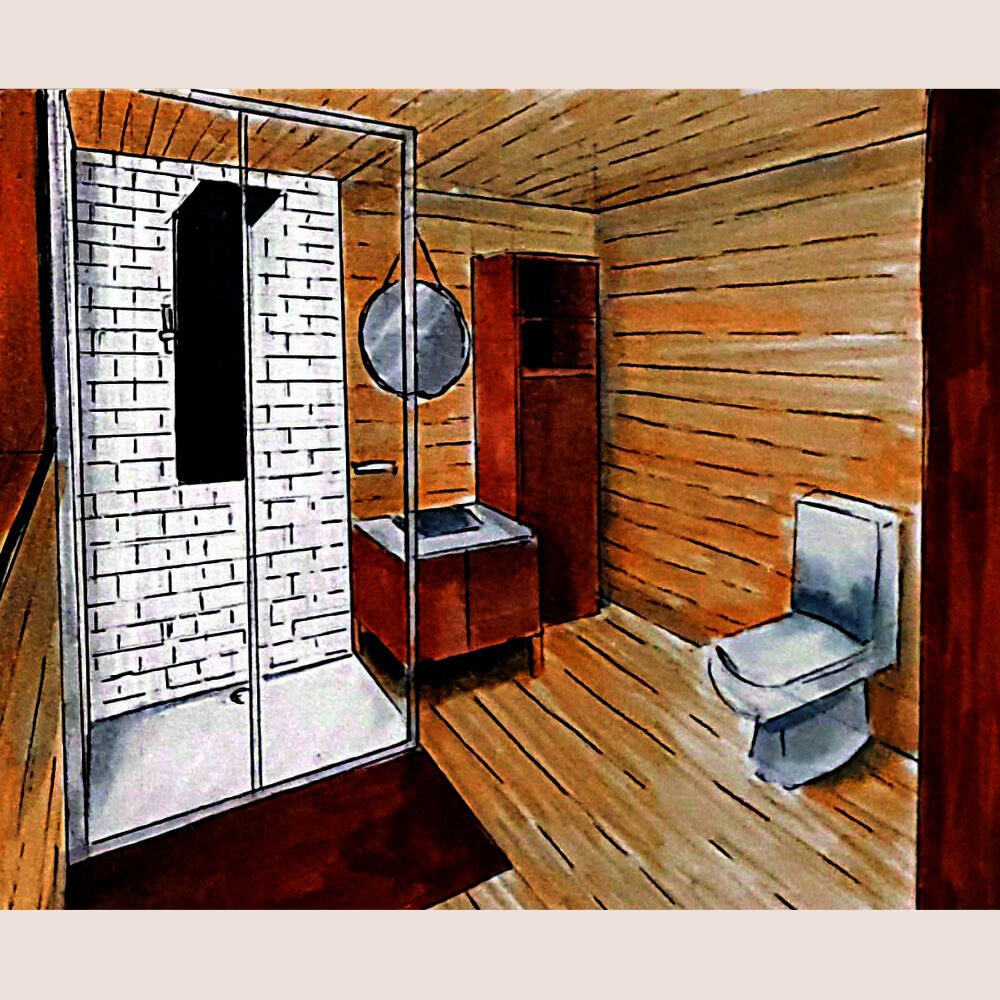 Croquis vue de la salle de bain