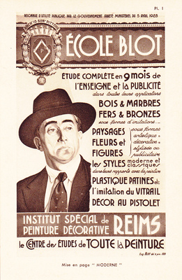 Ancienne affiche pour l'école de peintre en décor Eugène Blot -1959